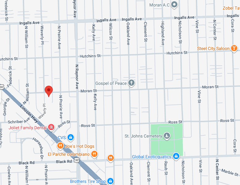 Neighborhood map showing Joliet (858 Moran St, Joliet, IL)